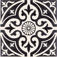 Image of Traditional Patterned Square Wall Floor Porcelain Tile | Silver Black | 33x3cm