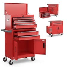 Image of COSTWAY 6-Drawer Rolling Tool Chest 2-in-1 Heavy-Duty Tool Storage Cabinet