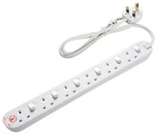 Image of Extension Lead Surge Protected with Individual Switches - 6 Gang 2m - Masterplug