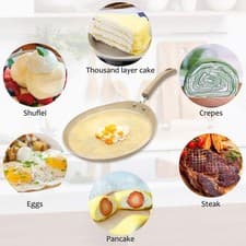 Image of Crepe Pan Induction Non-Stick Flat Frying Pan with Utensils for Pancakes, Eggs