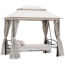 Image of Outsunny 3 Seater Swing Chair Hammock Gazebo Patio Bench Outdoor Cream