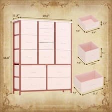 Image of Fabric Chest of Drawers15 Drawer Dresser Bedroom Bedside Storage Organizer Unit