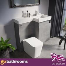 Image of Toilet and Sink Vanity Unit 900mm Concrete Grey Right Hand Bathroom Sink Unit