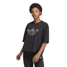 Image of Women's adidas Graphic (Snakeskin Print) Trefoil T-Shirt Black IC6065 RRP £39.99