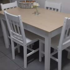 Image of Large Dining Table Rustic 4/6 Seater Rectangular Wooden Oak Effect Kitchen Room