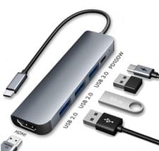 Image of USB C Multiport Adapter 5-in-1 Docking Station with 100W PD Charging – Black