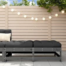 Image of WALPLUS Garden Footstools 2 pcs Grey with Cushions Solid Pine Wood