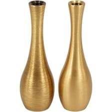 Image of 2Pcs Copper Vase Desktop Decorative Vintage Metal Elegant Vase Ornament