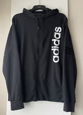 Image of Adidas Linear Full-Zip Terry Hoodie-Large Black- NWT