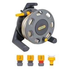 Image of Hozelock Free Standing Garden Watering Hose Reel with 25m Hose & Fittings 2412