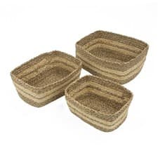 Image of JVL Palma Set of 3 Natural Storage Baskets – Home Storage, Organizer, Brown
