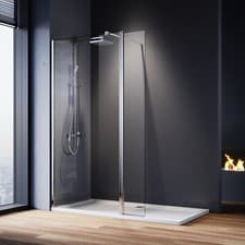 Image of Wet Room Shower Screen With Flipper Walk In Enclosure 8mm NANO Easy Clean Glass