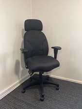 Image of Jet Black Fabric High Back Task Operator Office Chair With Headrest & Arms