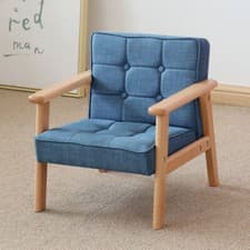 Image of Kids Mini Sofa Children Armchair Linen Upholstered Button Seat Solid Wood Frame