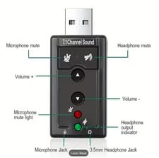 Image of External Virtual USB 7.1 Channels Stereo Sound Card Audio Adaptor Converter (T9)