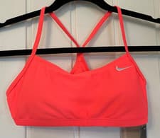 Image of Ladies Nike Swimming Racer back Bikini Top Black Size UK 10 (S) Coral pink GYM