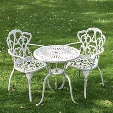 Image of Deluxe Cast Aluminium "Classic Victoria" White Two Seater Bistro Set
