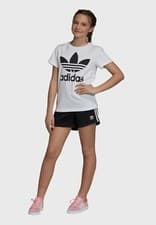 Image of Adidas Girls 3 Stripes Shorts Kids Children Junior Training Short DV2895 Black
