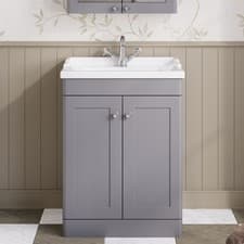 Image of Nuie Classique Floor Standing 2-Door Vanity Unit with Traditional Basin 600mm Wi