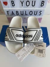 Image of ADIDAS ADILETTE ORIGINALS SLIDERS SLIDES EE6178 CLOUD WHITE CORE BLACK UK 6 RARE