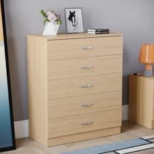 Image of Chester 5-Drawer Chest – Elegant Bedroom Storage, Tall Dresser, Organizer Unit