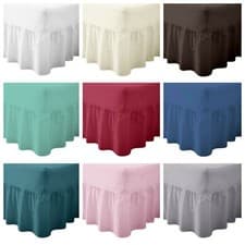 Image of Percale Fitted Valance Sheet Non Iron Sheets Sing, Double, King, Super King