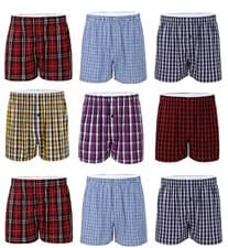 Image of 1-24 Pack 100% Cotton Mens Woven Boxer Shorts Underwear Button Fly S To 6XL