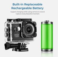 Image of 4K Ultra HD Action Camera with 2.0" HD Screen, 3MP Photo, 900mAh Battery