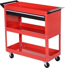 Image of DURHAND 3-Tier Tool Trolley Cart Storage Shelf Roller Cabinet DIY Box Garage