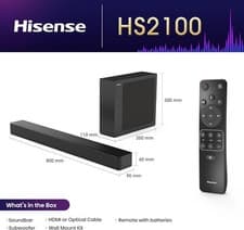 Image of Hisense HS2100, 2.1 CH Soundbar, 240W max audio power,Dolby Audio