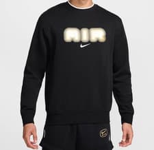 Image of Men's Nike Air Fleece Crew Neck Sweatshirt Black Gold HM0177-010 UK Sizes