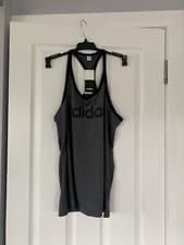 Image of adidas grey black logo tank top size XS