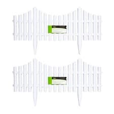 Image of 2 x 33cm 4 Piece Set White Wood Effect Picket Fence Garden Edging 