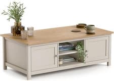 Image of Coffee Table Storage Shelves Cupboards Living Room Wooden Oak Effect Top