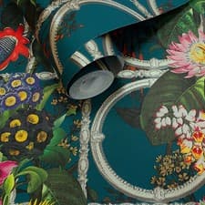 Image of Holden Alata Wallpaper 91432 Teal Green Large Leaf Flowers Pattern Feature Wall