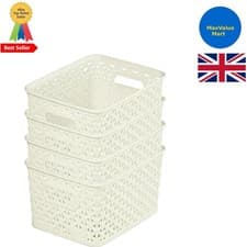 Image of My Style Storage Baskets, Stackable & Durable, 4 Litres Each, Cream Set of 4