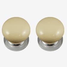 Image of 60mm Cream Cracked Ceramic Mortice Door Knob Set (Pair) Round Cottage Shape