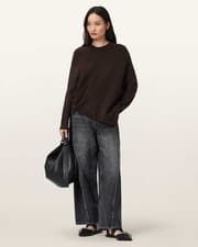 Image of New Allsaints Gorgeous Oversized Oxblood Red LOCK CREW NECK JUMPER UK Large £189