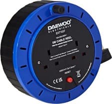 Image of DAEWOO 2, GANG WAY 5M CABLE EXTENSION LEAD CORD UK PLUG REEL SOCKET