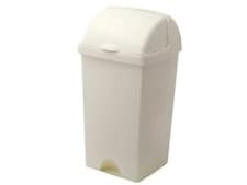 Image of ADDIS 50L ROLL TOP PLASTIC WASTE RUBBISH BIN WITH LID - LINEN