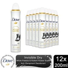 Image of 12x Dove Advanced Care Antiperspirant Deodorant Spray 72H Invisible Dry, 200 ml