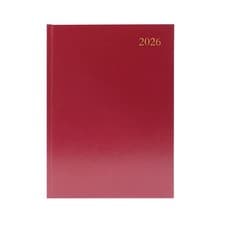Image of 2026 Desk Diary A4 Day Per Page Appointment Hardback Casebound Burgundy
