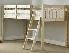 Image of 3FT Single Cabin Bed Solid Pine HEAVY DUTY Mid Sleeper Bed (EB27)