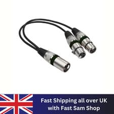 Image of XLR Adaptor Male Plug to 2 x XLR Female Sockets Splitter Cable Lead 30cm