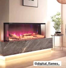 Image of 50 60 72 INCH LED ALEXA VOICE MEDIA WALL ELECTRIC FIRE 3 SIDED GLASS APP CONTROL