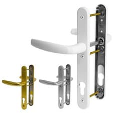 Image of UPVC Door Handle Hoppe Roto 92mm PZ 3 Fixing Holes Pair Set Patio PVC 200mm