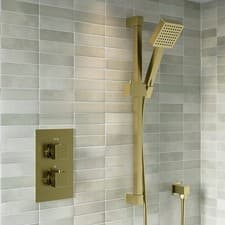 Image of Brushed Brass 1 Outlet Thermostatic Mixer Shower Set With Han BUN/ZBBSQCV1/91640