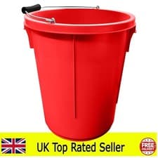 Image of 25 LITRES / 25L RED PLASTERERS / PLASTER BUCKET 5 GALLON WITH MEASUREMENTS