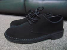 Image of Ladies Clarks Originals Desert London Black Suede Classic Laced Shoes Size UK 4