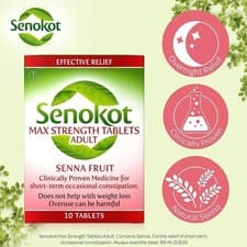 Image of 10 x Senokot Senna Fruit MAX Strength Constipation Effective Relief - 10 Tablets